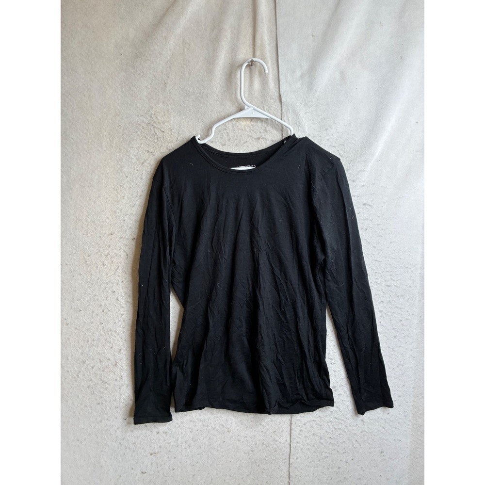 Segments Mens 100% Merino Wool Long Sleeve Crewneck Shirt Black Large 9305